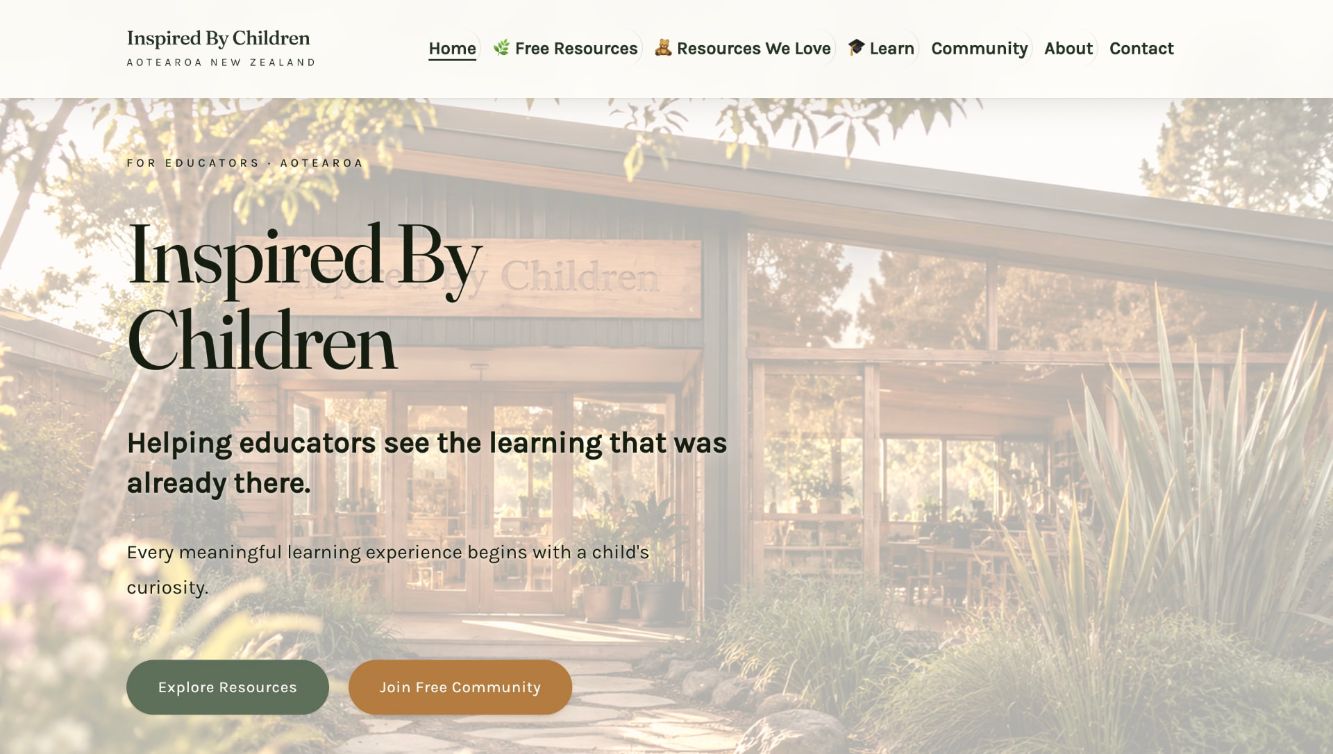 Inspired By Children website homepage design